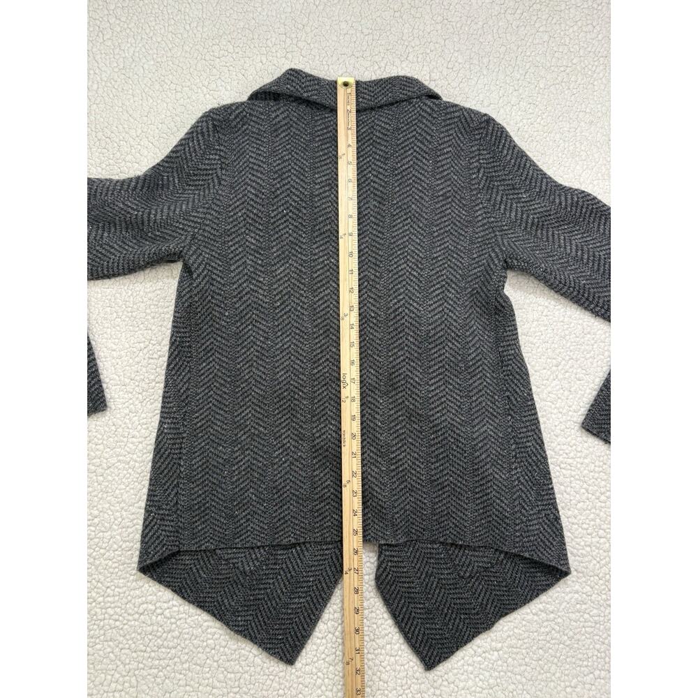 Lauren Ralph Lauren‎ Womens M Wool Blend Open Front Cardigan Herringbone Draped - Picture 6 of 6